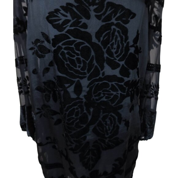 STARING AT STARS Floral Velvet Burnout Tunic Top Size S Whimsigoth Witchy Sheer - Picture 6 of 9